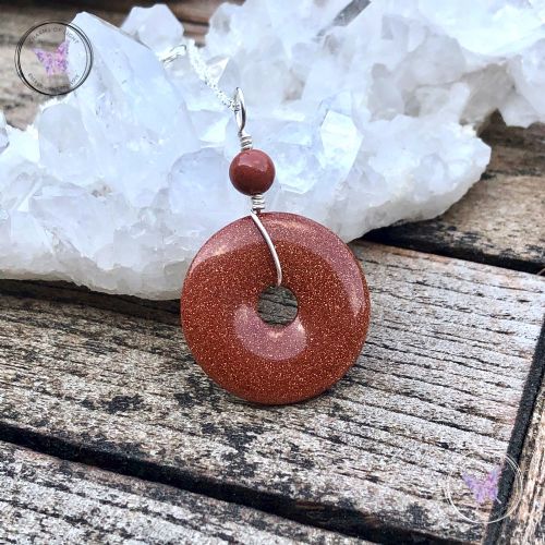 Goldstone Pi Stone Donut Pendant